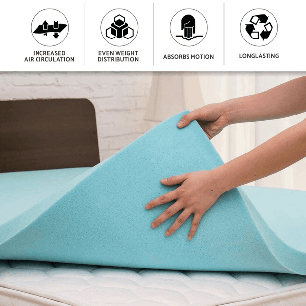 Gel Infused Memory Foam Mattress Topper - Cooling Mattress Topper