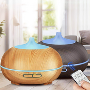 Light and dark wood colour air humidifier and oil diffuser device with remote controller for home and office use