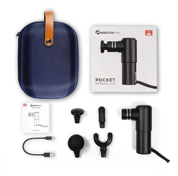 Booster Aero Metal Mini Massage Gun w/ 4 Head and Bag - Body Massager 