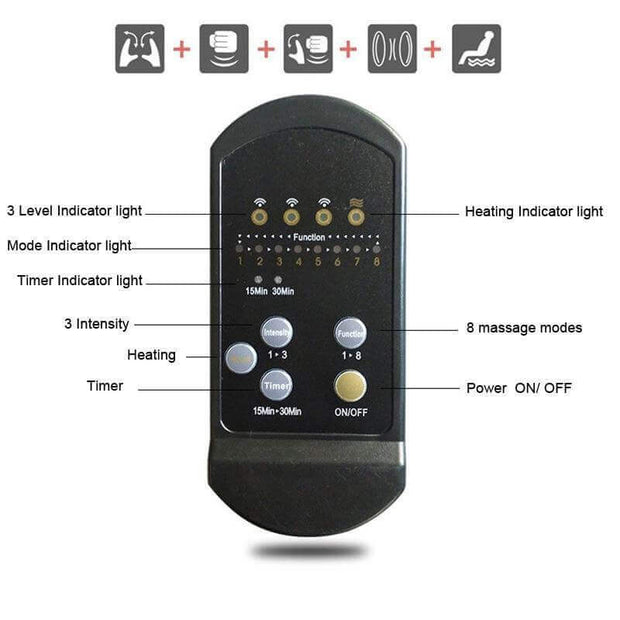 Full-Body Vibration Massage Chair Pad  with Heat Option - Car Seat Massager - Body Massager 