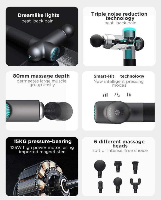 Professional Smart Hit™ Booster LightSaber Massage Gun w/ 6 Attachments - Body Massager 
